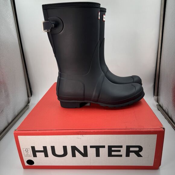 New Hunter Women's Navy Blue Original Short Back Adjustable Rain Boots Size 9 - Picture 4 of 15